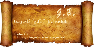 Gajzágó Benedek névjegykártya